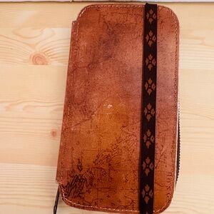 Patricia Nash Tan Leather Ild World Map Wallet